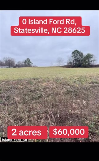🌳 Terreno en venta – Statesville, NC 🌳 0 Island Ford Rd, Statesville, NC 28625 Hermoso lote de 2.00 acres con excelente ubicación, cerca de escuelas, tiendas y carreteras principales. Ideal para construir tu casa o como inversión. Cuenta con pozo antiguo en la propiedad (servicios del condado en verificación). Mucho espacio y privacidad. 📞 Contáctanos: • Eric Trejo: 828-302-7410 • Haydee Trejo: 828-302-0159 • Lendi Joya: 980-422-2392 #LandForSale #StatesvilleNC #BuildYourHome #InvestmentLand 