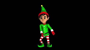 Cute elf dancing hip hop isolated with alpha channel. Seamless funny Christmas animation with transparency