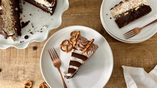 Chocolate-Covered Pretzel Ice Cream Cake Recipe - Tasting Table
