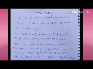 Error handler routine of compiler - lecture 12/CD