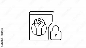 Animated trade union linear icon. Workers union membership. Sensitive information protection. Seamless loop HD video with alpha channel on transparent background. Outline motion graphic animation vídeo de Stock