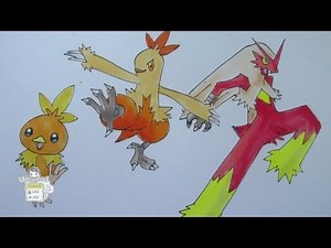 How to draw Pokemon: No. 255 Torchic, No.265 Combusken No.257 Blaziken