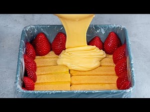 Thanks to the inventor! Tasty cake with sponge fingers, pastry cream and strawberries