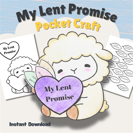 Lent Promise Pocket Craft for Kids | Sunday School, Holy Week Activity Ash Wednesday Craft - Etsy