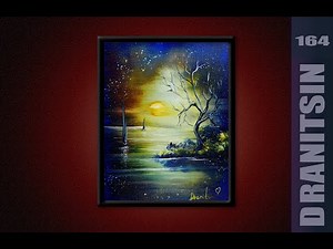 Sail Boats in the Moonlight | Step by step acrylic seascape painting techniques