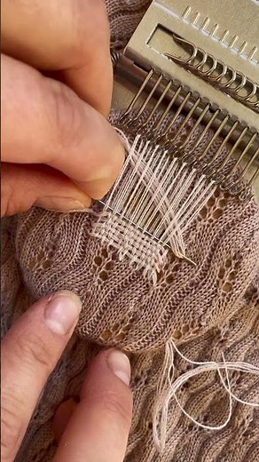 Simple Visible Mending using a Speedweve darning loom | Easy mending on wool trousers