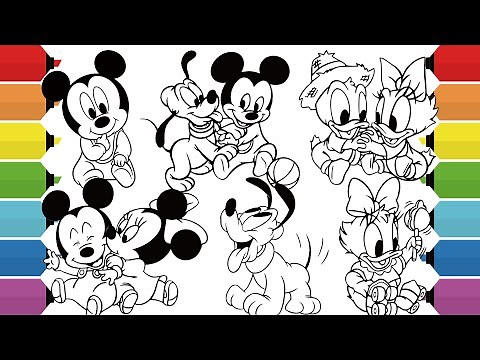 Disney Baby Mickey Mouse and Friends Coloring Pages | Mickey, Minnie, Pluto, Donald Duck