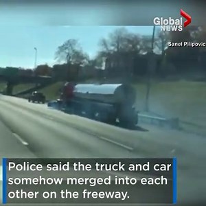 702K views · 507 reactions | "He's gonna kill that dude, man...he's not even trying to stop!" A truck pushes a car on the highway for nearly a minute in St. Louis, MO. MORE VIDEO: https://globalnews.ca/national/videos/ | Global News | Facebook