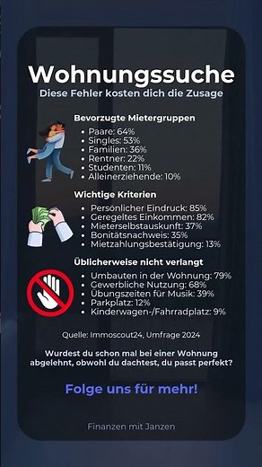 Wohnungssuche: Diese Fehler kosten dich oft die Zusage 🏡📄 | #wohnung #miete #vermieter #mieter