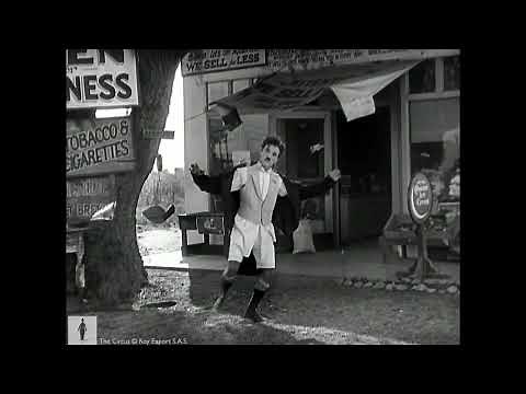 Charlie Chaplin cycling down a tightrope - Clip from The Circus (1928)