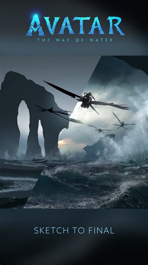 Avatar: The Way of Water- flight to the reef, sketch to final. . . . . #avatar #conceptart #digitalart #artistsoninstagram #photoshop #art #productiondesign #beforeandafter | Dylan Cole