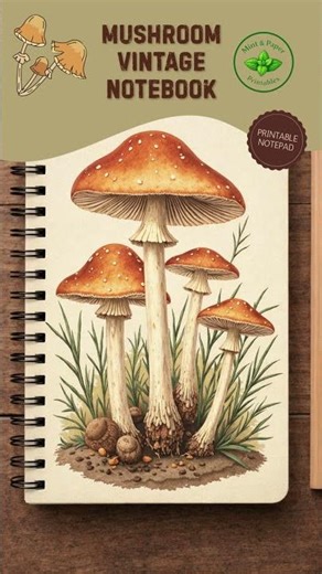Vintage Mushroom Printable Notebook 🍄 | Download, Print & Stay Organized