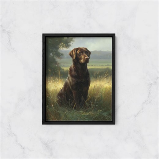 Chocolate Labrador Retriever Oil Painting Print Framed Poster or Canvas Labrador Retriever Dog Lover Art Gift Pet Owner Rustic Wall Decor - Etsy