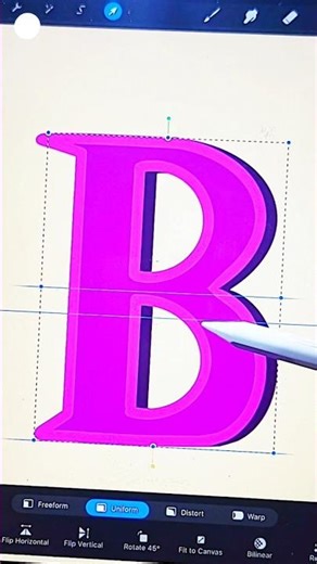 How to Draw a 3D Glossy Letter 'B' in Procreate | iPad Digital Art Tutorial