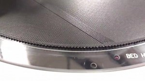 The RostockMax v3 with accelerometer calibration probe built into the HE280 hotend. Easy beautiful first layers: take a look at this large PLA print! We used glue stick on glass and no bed heat. Filamemt is our label PLA midnight black. | SeeMeCNC