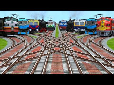 10 Trains Crossing At Curves Railroad Tracks | Impossible Train Crossing Challenge! 🚂