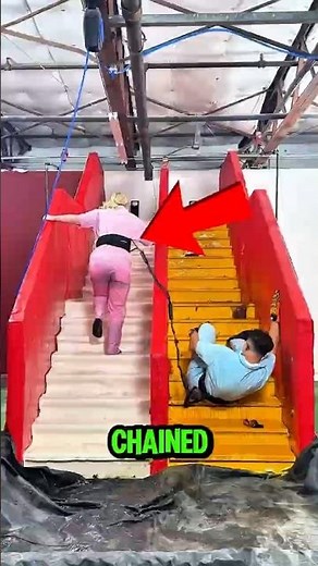 Slippery vs Sticky Stairs Challenge… Who Wins? 😱🧗‍♂️#shorts #usa