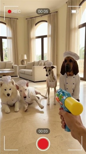Don't let them catch you with the water gun! 🔫🐶 #funnydogs #shorts