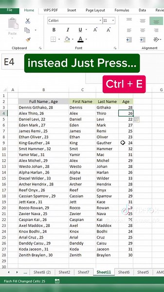 Excel Express (@excel_express_02) - Excel Shortcut Tricks Ctrl E