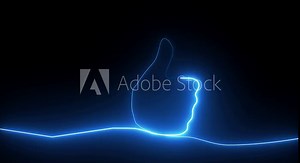 like icon Animated with a glowing neon. like emoji icon, hand gesture, Social media thumb up icon.