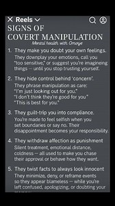 35 reactions | Signs of covert manipulation | Mental health with Omoye | Facebook