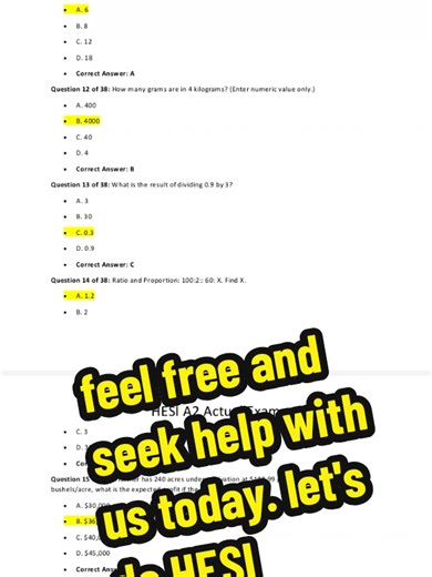 HESI actual exam questions and answers now available. it applies to all subjects. DM now for help #hesi #hesia2 #hesiexams #hesi #hesi