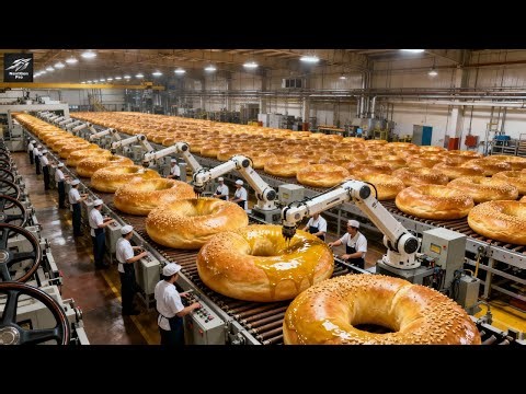 Inside a Modern Bagel Factory: From Raw Dough Rings to New York–Style Perfection (Full Process)