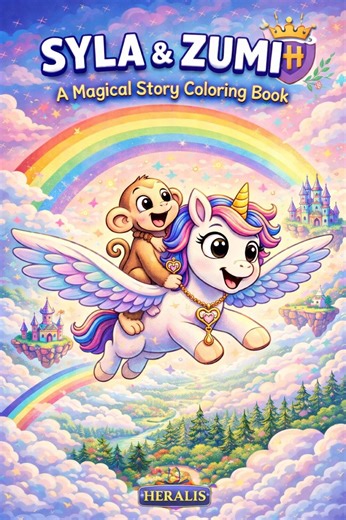 Unicorn Story Coloring Book for Kids | Syla & Zumi Magical Adventure | Printable PDF PNG Coloring Pages | iPad Tablet Coloring Book - Etsy