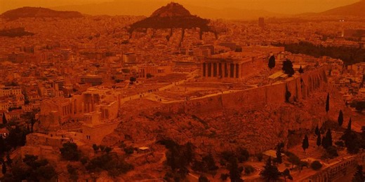 Skies of Greece turn eerie red as African dust storm moves through