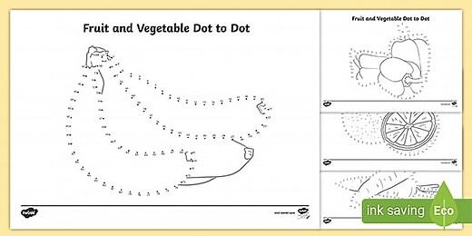 Fruit and Vegetable Themed Dot to Dot up to 100 Activity Sheets