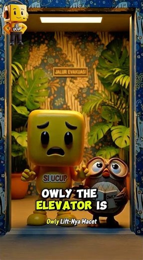 Funny Elevator Fail 😂 Si Ucup & Owly Stuck! #SiUcup #Animation #Shorts