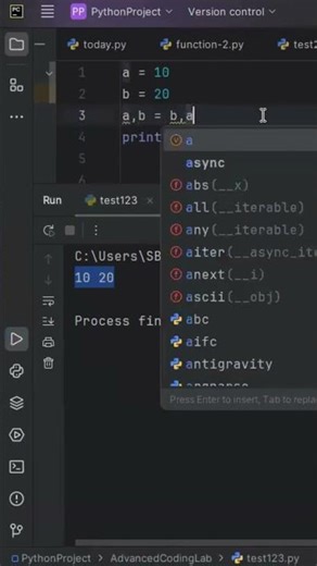 Python Magic! Swap Numbers WITHOUT Extra Variable @AdvancedCodingLab