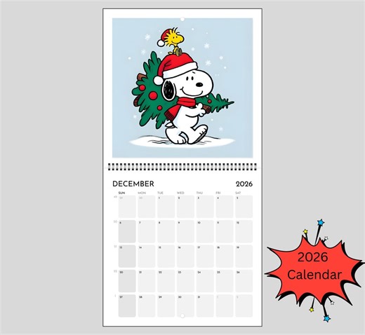 Snoopy 2026 Wall Calendar | Peanuts Cute Monthly Planner | Kids Room Decor | Family Organizer | Physical Printed calendar - Etsy