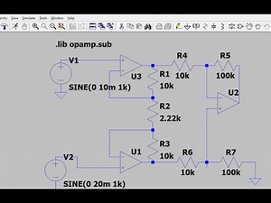 Design and simulate Instrumentational Amplifier on LTspice ||virtual components|| Transient analysis