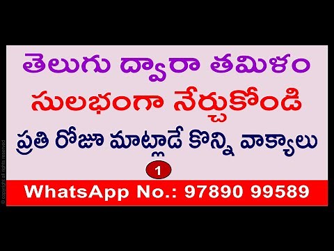 Learn Tamil Through Telugu | Survival Tamil Phrases | Simple Ways To Speak Tamil | KVR Institute