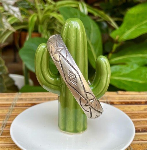 Stamped Wilbur Tracy Bangle Bracelet Sterling Silver Native American Navajo Vintage - Etsy