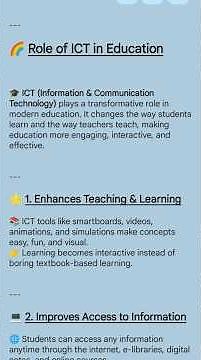 Role Of ICT In Education | Educational Classes