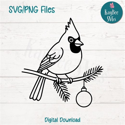 Cardinal in Christmas Tree SVG, Holiday Bird Clipart (digital) (digital) - Etsy