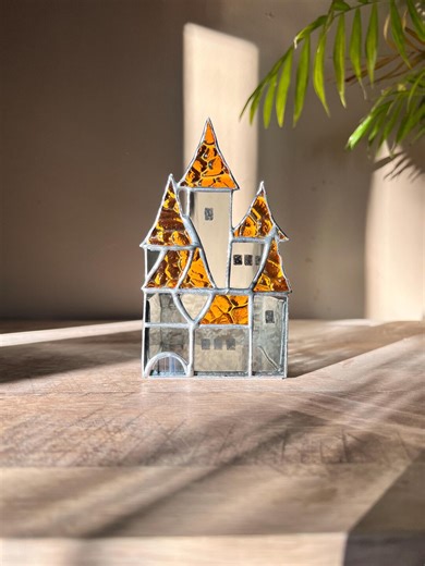 Stained Glass Castle Trinket Box, Handmade Keepsake Box - Etsy