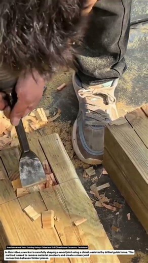 Precision Wood Joint Cutting Using a Chisel and Drill | Traditional Carpentry Technique.