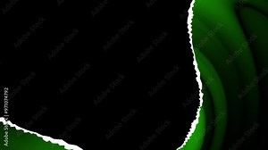 abstract background with green swirl motion with empty space in the middle and scraps of paper