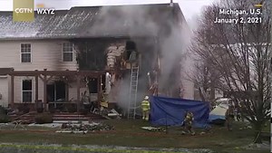 12K views · 16 shares | Three people died on Saturday after a small plane crashed into a residential home in Michigan, setting the house ablaze as its five occupants rushed to safety. The three fatalities were identified as the pilot and two passengers. The cause of the crash is under investigation. | CGTN | Facebook