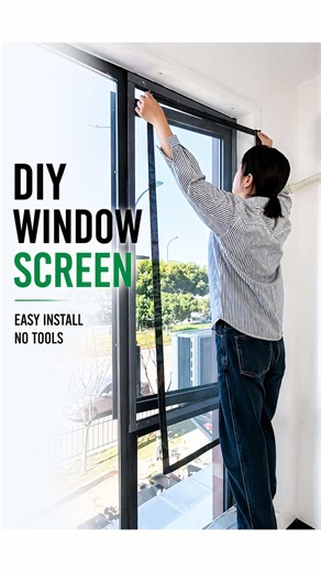 Summer is coming… bugs too 🦟 Satisfying window screen install. No tools. Just stick & done.#summer #windowscreen #fyp #diyhome #easyinstall