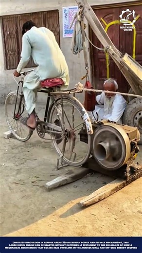 Brilliant Rural Innovation Traditional Bicycle-Powered Engine Starting System