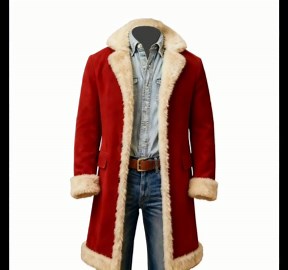 Wangxq Mens Christmas Jackets Sherpa Lined Button Up Faux Fur Trim Trench Coat with Hood Fashion Funny Comfort Thicken Winter Warm Fleece Jacket M -Dark Green