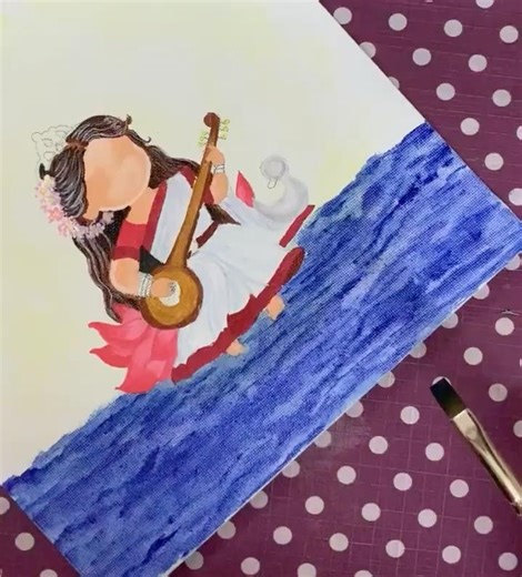 Saraswati Mata painting – Coloring Process ✨🎨