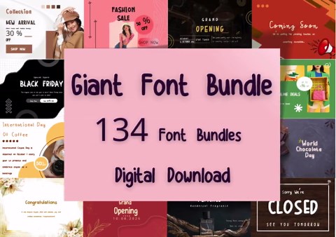 134 Giant Font Bundle | Elegant Script & Serif Fonts - Etsy Canada