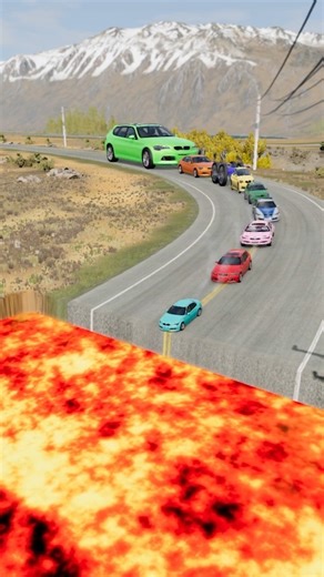 Colorful Small to Giant Cars vs Unfinished Road – BeamNG.drive #shorts #beamngdrive #automobile #usa