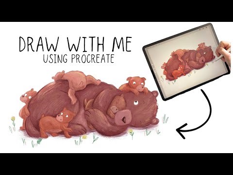 Procreate Brushes for Texture | Illustrating a Bear Family Using My Handmade Brush Pack