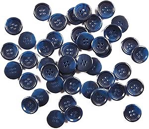 80 Large 3/4 inch Blue Buttons - Navy Blue Resin, 20mm, 4 Hole Flatback, Bulk for Sewing, Crafts, Shirt, Sweater, DIY
